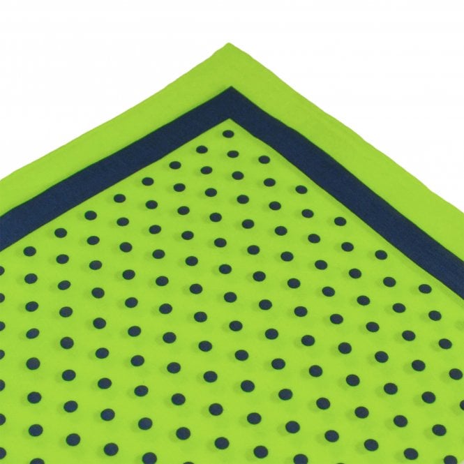 Green & Navy Blue Polka Dot Pocket Square Handkerchief