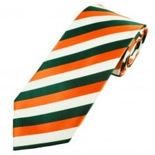 Green, Orange & White Striped Men's Tie