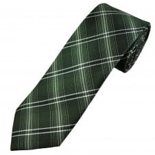 Green, Silver & Navy Blue Checked Luxury Silk Men's Tie