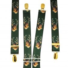 Green Stag Trouser Braces with Gold Clips