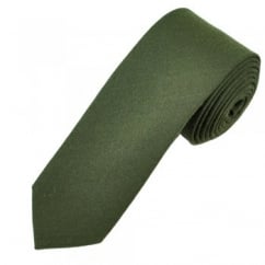 Green Wool Blend Narrow Men's Tie