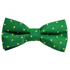 Green & Yellow Polka Dot Luxury Silk Men's Bow Tie