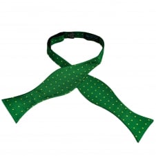 Green & Yellow Polka Dot Luxury Silk Men's Self Tie Bow Tie