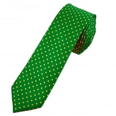 Green & Yellow Polka Dot Men's Skinny Tie