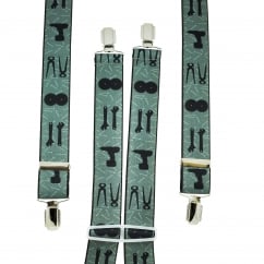 Grey & Black Drills Spanners Builders Tools Men's Trouser Braces