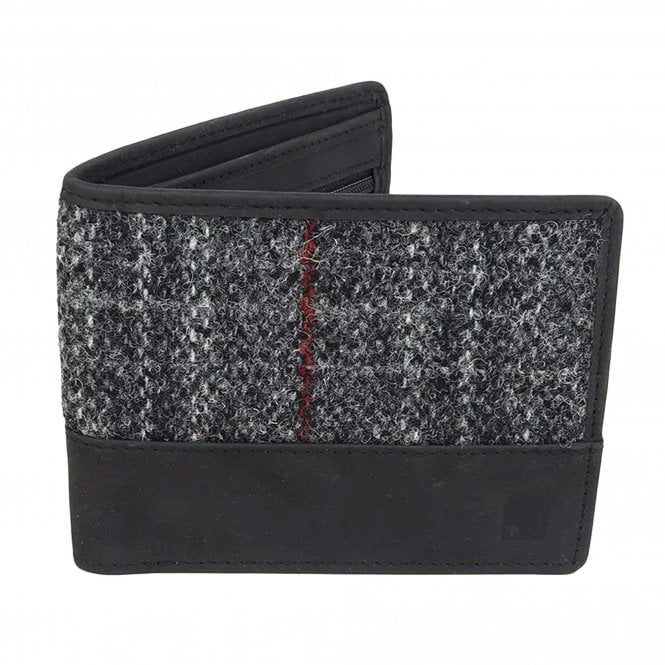 Grey & Black Harris Tweed Wallet