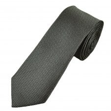 Grey & Black Micro Check Pattern Men's Skinny Tie
