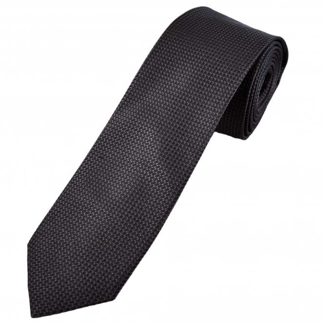 Grey Patterned Luxury Silk Men's Narrow Tie