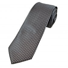 Grey, Pink & Black Geometric Pattern Men's Extra Long Tie