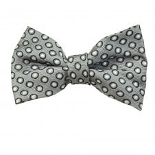 Grey, Silver & Navy Circles Pattern Boys Bow Tie