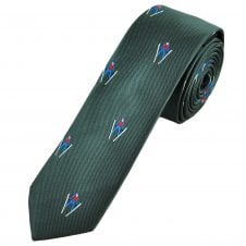 Grey Skier Skiing Men's Skinny Tie
