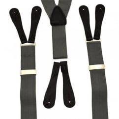 Grey Trouser Braces with Black Leather Ends