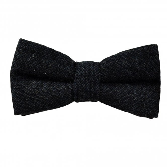 Grey with Navy Blue Fleck Pattern Wool Mix Men's Bow Tie