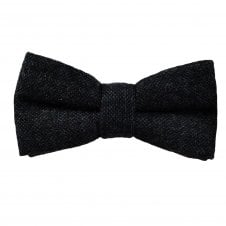 Grey with Navy Blue Fleck Pattern Wool Mix Men's Bow Tie