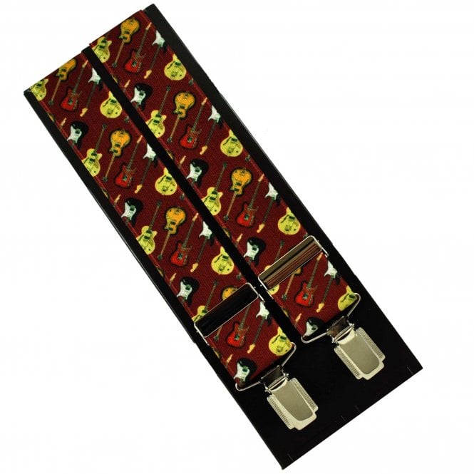 Guitars Burgundy Men's Trouser Braces