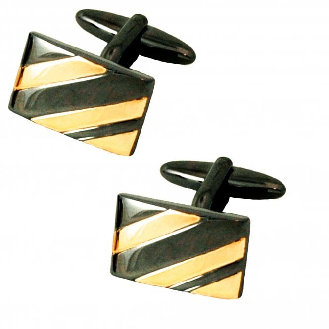 Gunmetal & Gold Diagonal Stripe Cufflinks