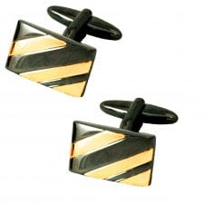 Gunmetal & Gold Diagonal Stripe Cufflinks