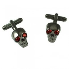Gunmetal Skull with Red Eyes Cufflinks