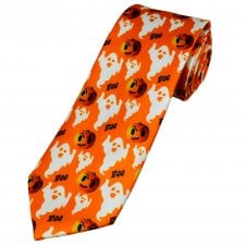 Halloween Pumpkins and Ghosts Orange Men's Novelty Tie