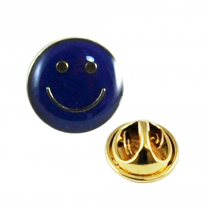Happy Smiley Face Lapel Pin Badge - Blue