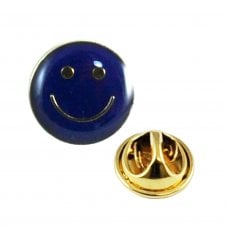 Happy Smiley Face Lapel Pin Badge - Blue
