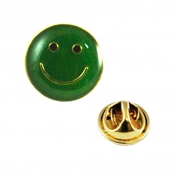 Happy Smiley Face Lapel Pin Badge - Green