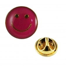 Happy Smiley Face Lapel Pin Badge - Magenta Purple
