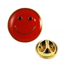 Happy Smiley Face Lapel Pin Badge - Red
