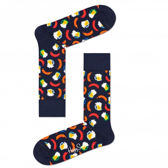 Happy Socks Beer & Sausages Black Combed Cotton Rich Socks