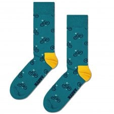 Happy Socks Bike, Cycling Themed Teal Green Luxury Combed Cotton Blend Socks
