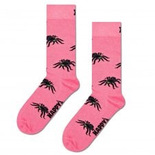 Happy Socks Black Spiders on Pink Luxury Combed Cotton Blend Socks