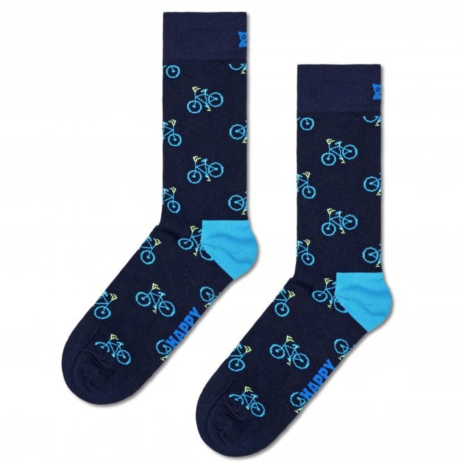 Happy Socks Blue Bikes on Navy Cyclist Themed Combed Cotton Rich Socks