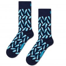 Happy Socks Blue Sardines on Navy Blue Combed Cotton Rich Socks
