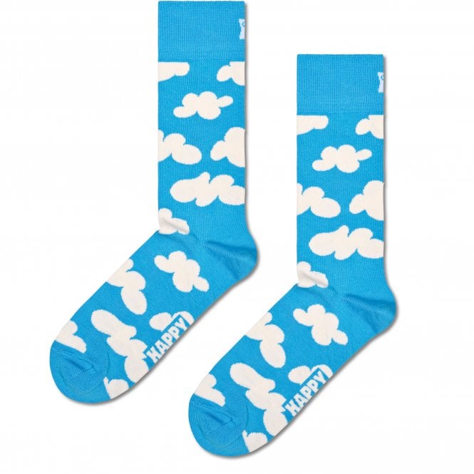 Happy Socks Blue Sky & White Clouds Combed Cotton Rich Socks