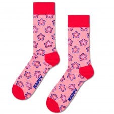 Happy Socks Colourful Stars on Pink Combed Cotton Rich Socks
