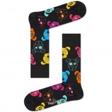 Happy Socks Dog Faces Black Combed Cotton Rich Socks