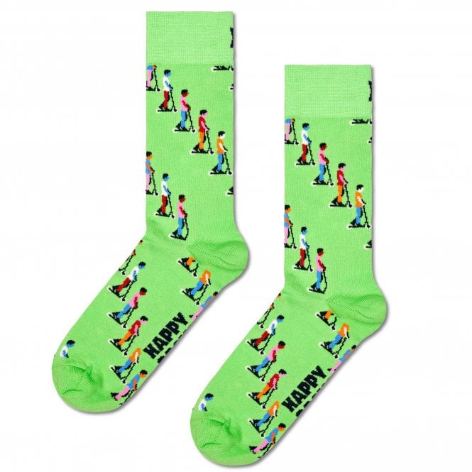 Happy Socks E-Scooter Green Luxury Combed Cotton Blend Socks