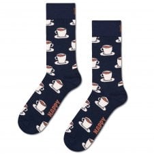Happy Socks Espresso Coffee Navy Blue Combed Cotton Rich Socks