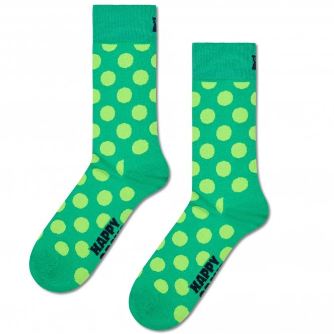 Happy Socks Lime Green Dots on Green Combed Cotton Rich Socks