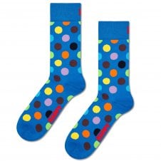 Happy Socks Multi Coloured Dots on Blue Combed Cotton Rich Socks