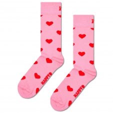 Happy Socks Red Hearts on Pink Combed Cotton Rich Socks
