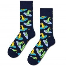 Happy Socks Surf Lizard Black Combed Cotton Rich Socks