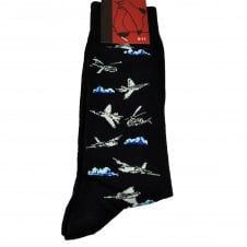 Helicopters & Fighter Planes Black Men's Novelty Socks