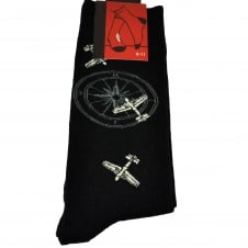 "High Flyer" Planes & Compass Black Men's Novelty Socks