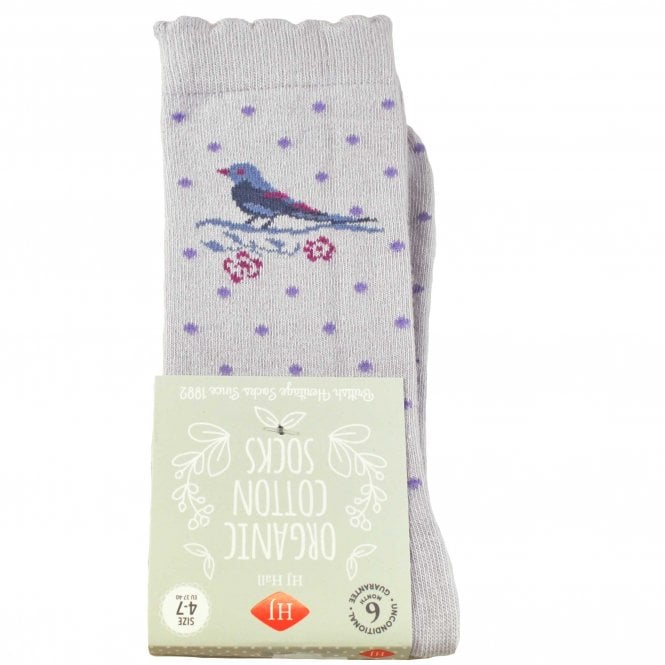HJ Hall Bird & Dots Light Lilac Pattern Organic Cotton Ladies Socks