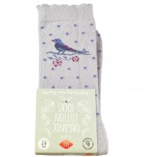 HJ Hall Bird & Dots Light Lilac Pattern Organic Cotton Ladies Socks