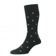HJ Hall Black, Silver & Gold Polka Dot Comfort Top Cotton Rich Men's Socks