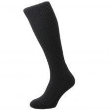 HJ Hall Commando Plain Black Tough Wool Blend Men's Shooting, Walking Socks