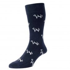 HJ Hall Cow Navy Blue Cotton Rich Men's Novelty Socks