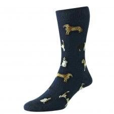 HJ Hall Dog Breeds Navy Blue Men's Socks